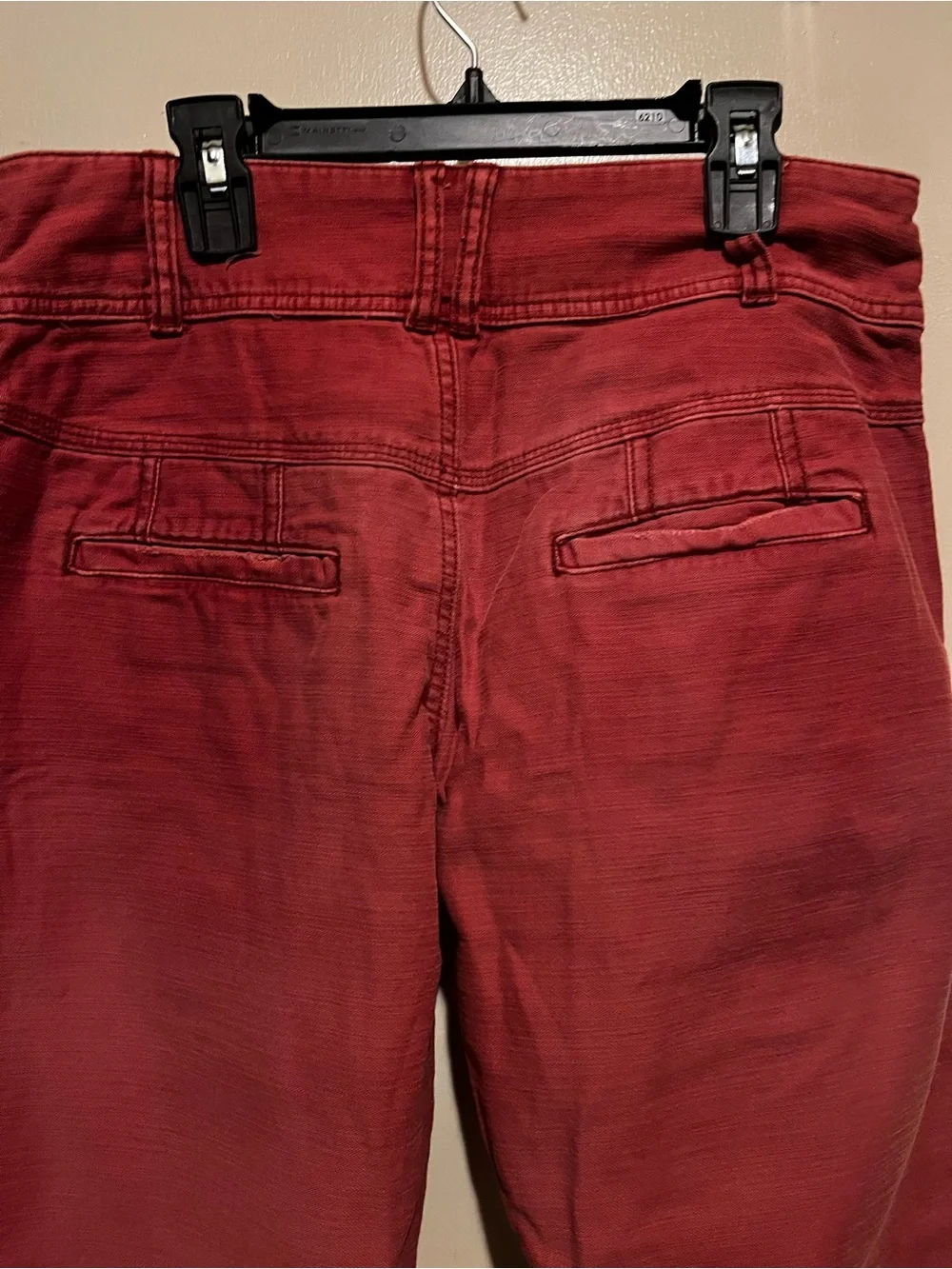 Free People Deep Red Capris with Subtle Gold Accent